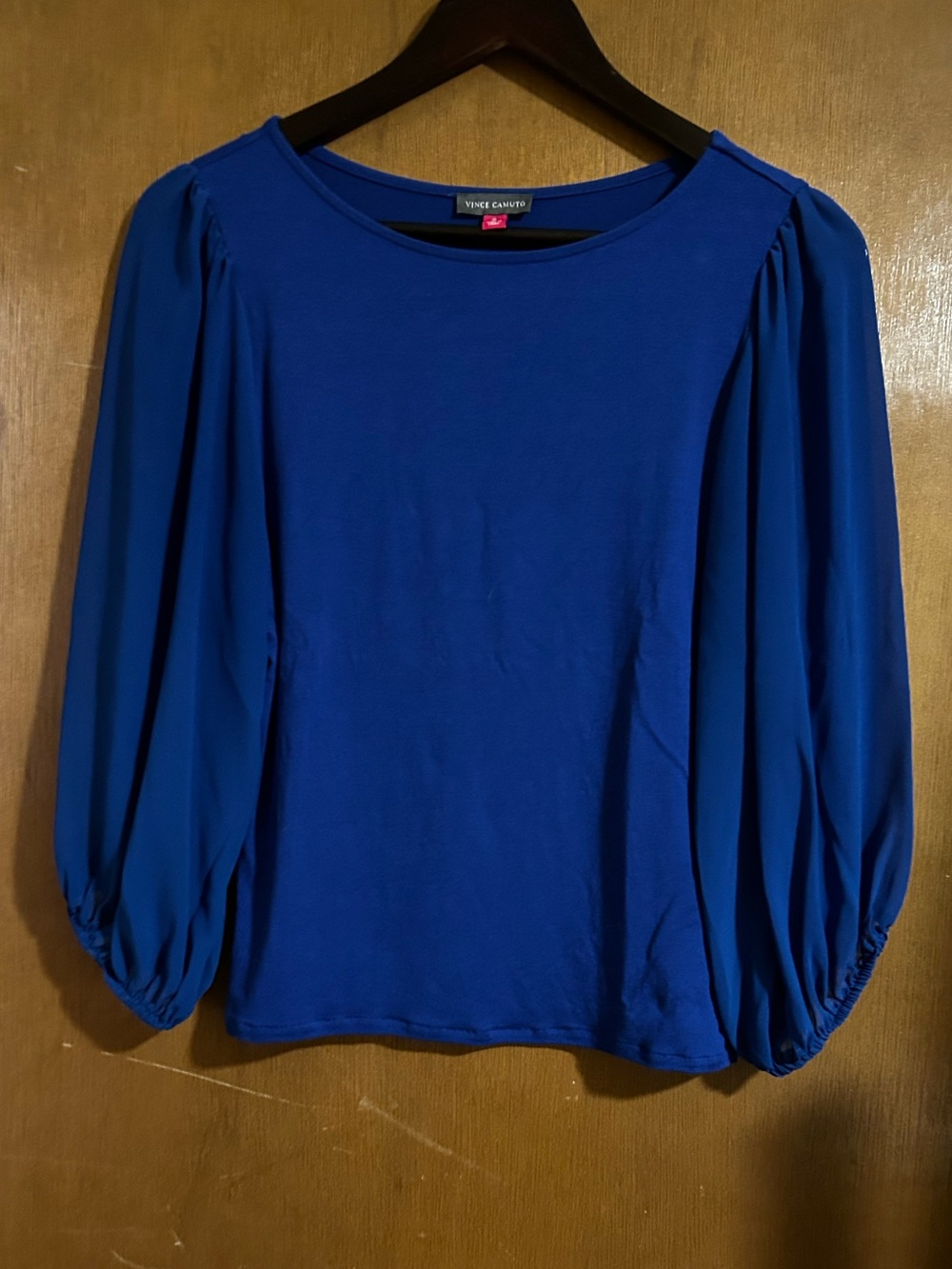 Vince Camuto Cobalt Puff Sleeve Crewneck Blouse